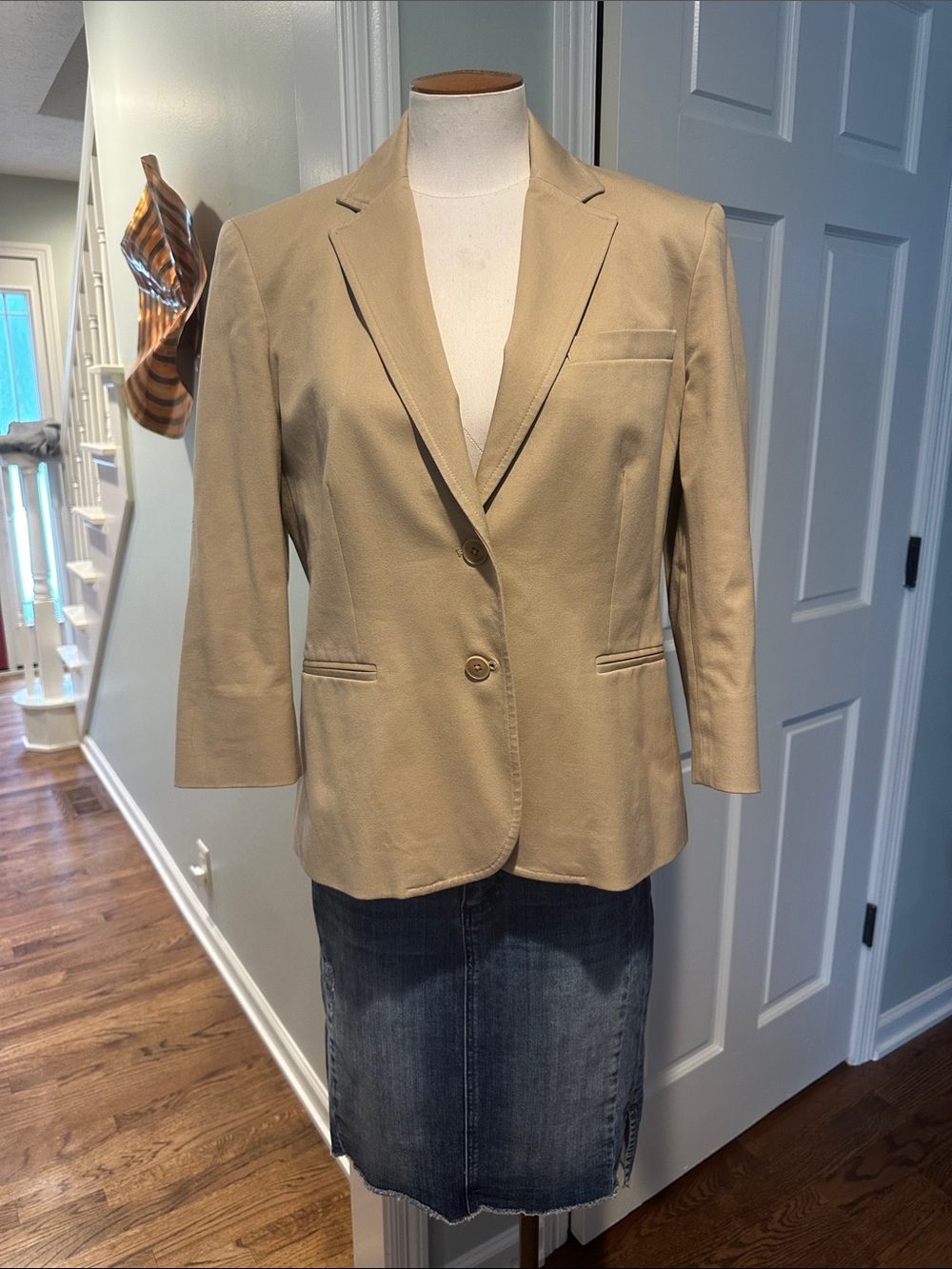 Ralph Lauren Classic Sz 12 Tailored khaki Beige Blazer Jacket